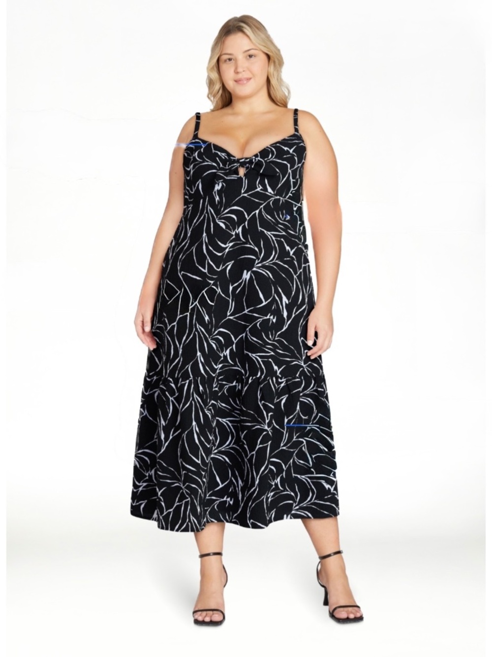 Time and Tru Women’s Black Tie Front Sleeveless Midi Dress Size XL NWT